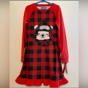 NWT Cuddle Duds Girls 7 Plaid Pajamas with Bear Design & Matching Doll Pajamas